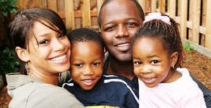 Photo of a family in their yard